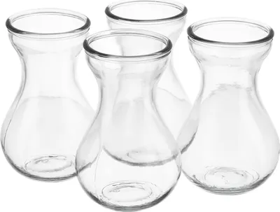 Produktbild von Set aus 4 durchsichtigen Glasvasen für die Hydrokultur, 12 cm, ideal für Hyazinthen, Weihnachten oder Hochzeiten