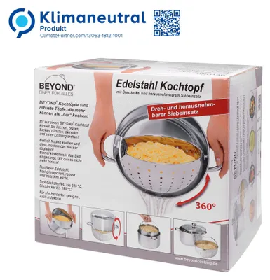 Image de BEYOND® Marmite à pâtes en acier inoxydable 24 cm | avec couvercle