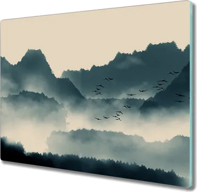 Produktbild von Coloray Hackbrett Küchenbrett Kochplattenabdeckung Schneidebrett Herdabdeckplatte 60x52 cm - Berge