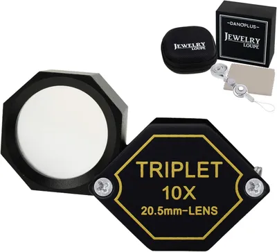 Produktbild von Juwelierslupe 10x Vergrößerung, Faltlupe für Diamanten, Münzen, Briefmarken, Schwarzes Aluminiumgehäuse