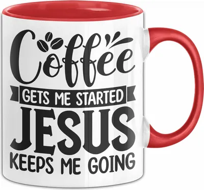 Produktbild von Jesus Tasse Geschenk Glaube Christlich Geschenkidee Gläubigen Geburtstag Weihnachten Kaffee-Becher (Rot)