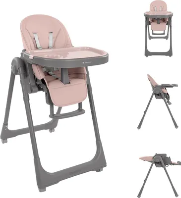 Produktbild von Kikka boo Kinderhochstuhl Pastello 2 klappbar höhenverstellbar Ablagefach Räder rosa