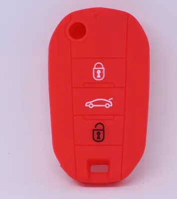 Produktbild von Auto Schlüssel Hülle Silikon Schutz Cover Rot kompatibel mit Citroen C4 Picasso Jumpy Flip Peugeot 3 Tasten Klappschlüssel