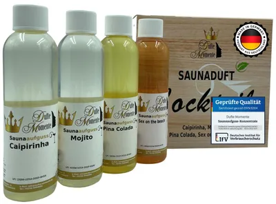 Produktbild von Saunaaufguss Cocktail-Set 4x250ml Sauna Duft Konzentrat fruchtig exotisch