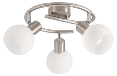 Obrázok produktu pre Stropné svietidlo s bielymi sklenenými tienidlami Novo, strieborné a biele, 3xE14x40W, kov, rozmery: 15,5x45x45 cm, IP20, Candellux