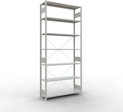 Produktbild von Schulte Fachbodenregal MULTIplus150 Stecksystem | Grundregal | HxBxT 300x130x40cm | 7 Ebenen | Fachlast 150kg | Lichtgrau