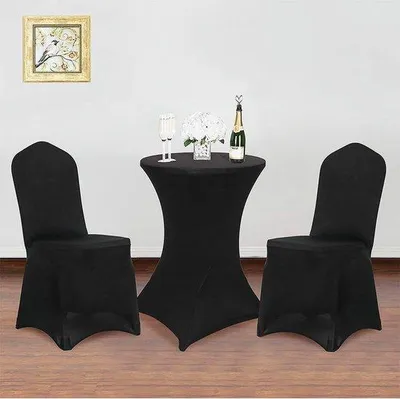 Image de Nappes élastiques noires - 60 x 110 cm - pour bar - fête d'anniversaire - lot de 3