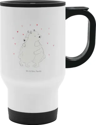 Produktbild von Mr. & Mrs. Panda Edelstahl Trinkbecher Eisbär Umarmen - Weiß - Geschenk, Thermobecher, To Go, Kaffeebecher, Tiere, thermosbecher, Isolierbecher