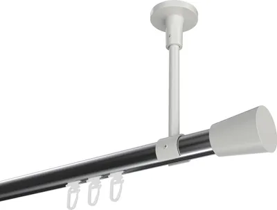 Produktbild von Interdeco Innenlaufstange / Gardinenstange mit Innenlauf Chrom / Weiß, Typ Sonette Sitra (Konus) Deckenmontage, 20 mm Ø 1-läufig, 180 cm