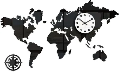 Produktbild von Wanduhr - Weltkarte 120 x70