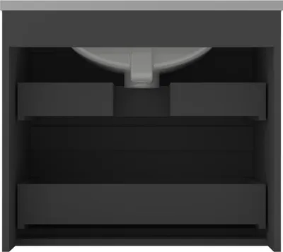 Produktbild von Waschtisch mit Unterschrank 60cm Alast Badmöbel Set Dunklegrau Keramik Waschbecken mit Unterschrank MDF Softclose
