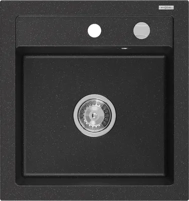 Produktbild von Mexen Vito 1-Becken-Granit-Spüle 520 x 490 mm, Schwarz/Silbermetallic - 6503521000-73