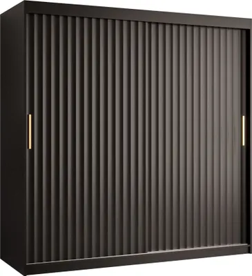 Produktbild von MIRJAN24 Kleiderschrank Riflo Wave 1 180, Schwebetürenschrank mit zwei Kleiderstangen, Garderobe (Farbe: Schwarz, Größe: 180 cm)