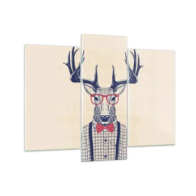 Produktbild von Bilder auf glas - Charakter Hirsch Illustration hipster - 130x100cm - Glasbilder - Wandbilder - Kunstdruck - Wanddekoration aus Glas - Glas Bilder - Wandbild auf Glas - GCB130x100-3120
