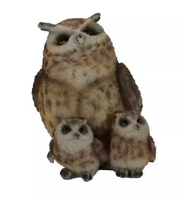 Produktbild von Deko Eule Uhu Kauz Vogel Baby Paar Garten Figur Skulptur Schleiereule Schneeeule