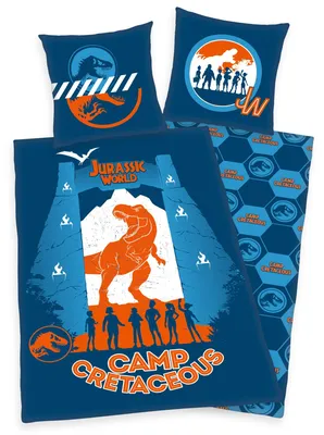 Immagine prodotto di Jurassic World T-Rex Dinosauro Cretaceo biancheria da letto reversibile, 80 x 80 cm + 135 x 200 cm