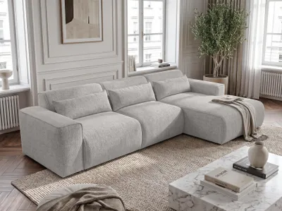 Produktbild von AX LIVING Wohnlandschaft mit Schlaffunktion Ruyam Schlafsofa Hellgrau R