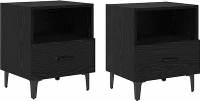 Obrázok produktu pre Nočný stolík so zásuvkou 2 pcs Čierny dub 40 x 35 x 47.5 cm