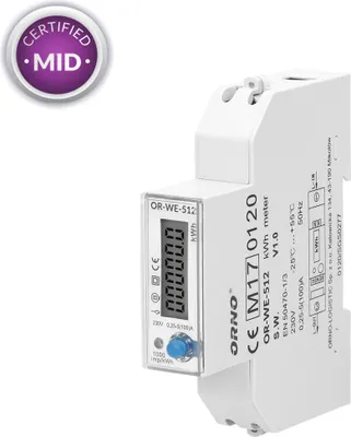 Produktbild von ORNO OR-WE-512, Elektronisch, Ausgangsleistung, Weiß, kWh, LCD, Zgodność z MID (2014/32/EU)
