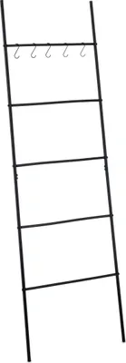 Produktbild von Relaxdays Handtuchleiter, 5 Sprossen & Haken, HxB: 178x58 cm, Metall, Handtücher & Kleidung, Bad, Wäscheleiter, schwarz