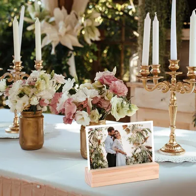 Productafbeelding van Houten kaartenhouders - 20 stuks - Stevige houten standaardjes voor foto's, ansichtkaarten, menukaarten - geschikt voor bruiloften, verjaardagen, feestjes. Kaarthouders