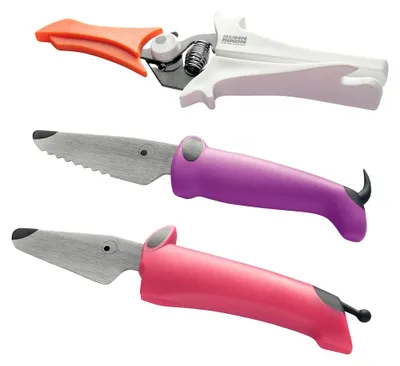 Produktbild von KUHN RIKON Kinderkitchen Messer Set 1x Hund mit Zähnen violett und 1x Hund ohne