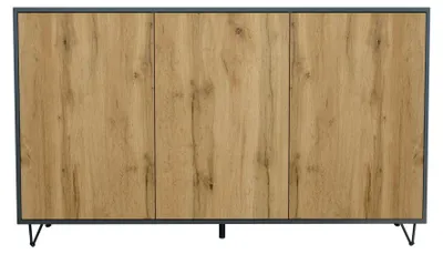 Produktbild von InnoFurn Sideboard Elisa, 3 Türen, Push-to-Open, Anthrazit matt/Eiche Evoke, 152,5 x 90,5 x 37 cm