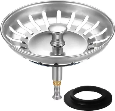 Produktbild von Küchenspüle Abflussstopfen mit sieb Ø 80 mm, Spülbecken stöpsel für Knopfsteuerung, Siebkörbchen und Abflusssieb, Blanco spüle zubehör, Für Ablauf ab 80 mm