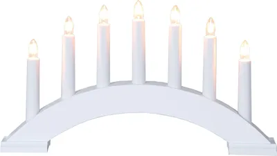 Produktbild von Lichterbogen Bea - 7flammig - warmweiße Birnchen - L: 39cm, H: 22cm - Schalter - weiß