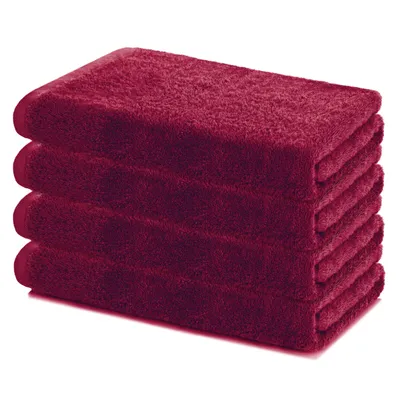 Zdjęcie produktu dla Zestaw 4 ręczników kąpielowych Lavea® Sydney, frotte, 100% bawełna, duże ręczniki kąpielowe do łazienki, toalety dla gości i na siłownię, można prać w temperaturze 60°, 4 sztuki, 60 x 120 cm, bordowe
