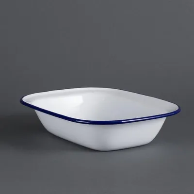 Immagine prodotto di Ciotole rettangolari Olympia per alimenti, bianco-blu, 19 x 28 cm (6 pezzi)