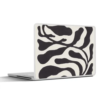 Produktbild von MuchoWow® Laptop Aufkleber Sticker Cover Blätter - Pflanze - Pastell - Schwarz 31x22.5 cm - Laptop-Deko