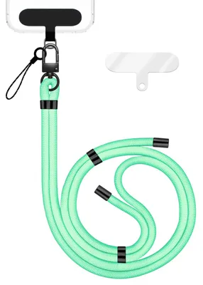 Produktbild von HoldMe Edition - Lanyard mit Karabiner Schwarz & 2 Pads - Universal Handykette Nylon Umhänge Band - Türkis