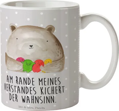 Produktbild von Mr. & Mrs. Panda Kaffeetasse Bär Gefühl - Grau Pastell - Geschenk, Durchgedreht, Teetasse, Becher, milchtasse, Verrückt, Teddy, Pott, Wahnsinn, Keramiktasse
