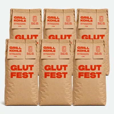 Produktbild von Gulfest Braun Säcke Grillkohle 6 x 3 kg - 20-80 mm | 100 % Buche & Eiche Khole - zum entspannten Grillen von BBQ & Fleisch | C44-Zittau