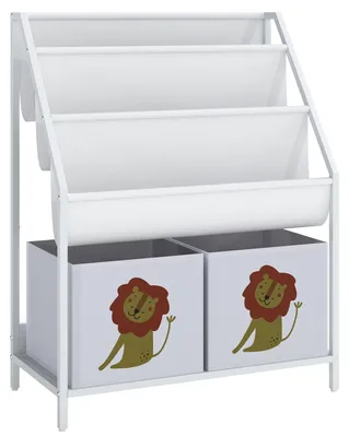Produktbild von Bücherregal für Kinder Kinderregal mit 2 offenen Fächer 3 Hängeregale 60 x 30 x 76 cm Weiß