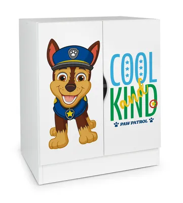 Produktbild von Furni Masters Kommode Kinderschrank 60 cm breit mit Paw Patrol Charaktere Chase Mehrzweckschrank für Kinderzimmer