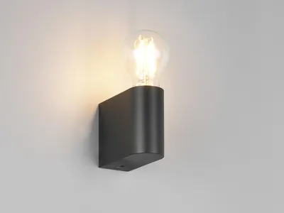 Produktbild von LED Wandleuchte fürs Badezimmer, kleine Bad Wandlampe aus Kunststoff Schwarz