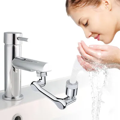 Produktbild von Bad Wasserhahn Aufsatz, 1080 Grad Wasserhahn, Drehbarer Wasserhahn Verlängerung, Multifunktionaler Verlängerungshahn Rotierender