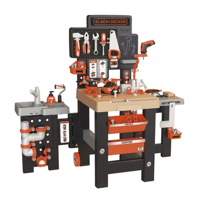 Produktbild von Smoby Black+Decker Werkbank Mega Center, Kinder Werkstatt XXL mit 100 Teilen, ab 3 Jahre