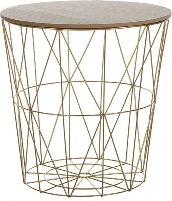 Obrázek produktu pro BELIANI Odkládací stolek světle hnědé zlato 40 x 40 cm MDF deska práškový kovový kovový koš multifunkční kulatý moderní