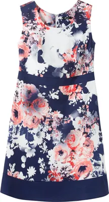 Produktbild von sheego Damen Große Größen Cocktailkleid mit Blumendruck Abendmode elegant Rundhals-Ausschnitt -