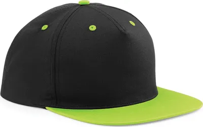 Immagine prodotto di Beechfield Unisex 5 Panel Contrast Snapback Cap RW4072 (Taglia unica) (Nero/Lime)