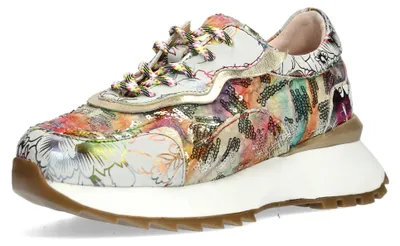 Image de Baskets à semelle compensée pour femme Laura Vita, brodées et à paillettes, modèle TELLAO 06, pointure : 39 EU, couleur : beige