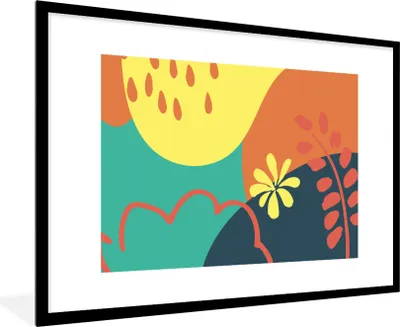 Produktbild von MuchoWow® Gerahmtes Poster Sommer - Flecken - Blätter 90x60 cm - Poster mit Schwarzem Bilderrahmen Wandposter Rahmen Foto Bilder - Wanddekoration - Fotos