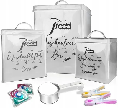 Zdjęcie produktu dla Pojemniki na Proszek Detergenty Aluminiowe 3 szt z Pokrywką