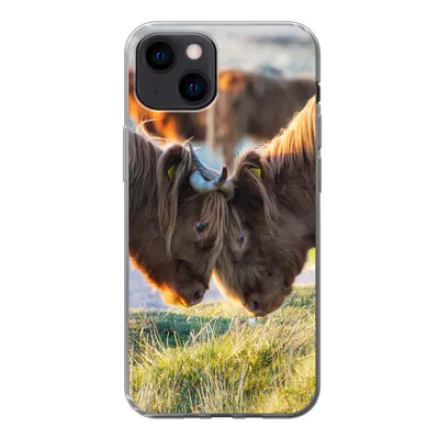 Produktbild von MuchoWow® Handyhülle Schutzhülle Hülle für iPhone 13 mini Schottische Highlander - Tiere - Sonne Silikon Softcase Handy Hülle - Softcase