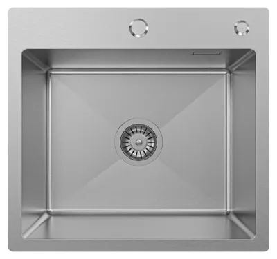 Produktbild von ANW HOME Spülbecken Küche 48x45 cm mit Siphon, Abtropfgestell & Seifenspender 350ml, Waschbecken Küche Edelstahl 304 mit 2 HahnLöcher