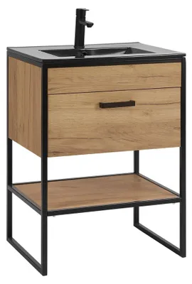 Image de Meuble de salle de bains ensemble 60cm lavabo avec meuble bas lavabo style loft salle de bains