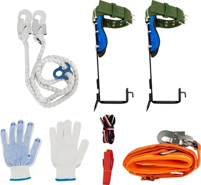 Image de Kit d'escalade d'arbres, en acier au carbone durable, comprenant l'équipement de sécurité, couleur noire et bleue